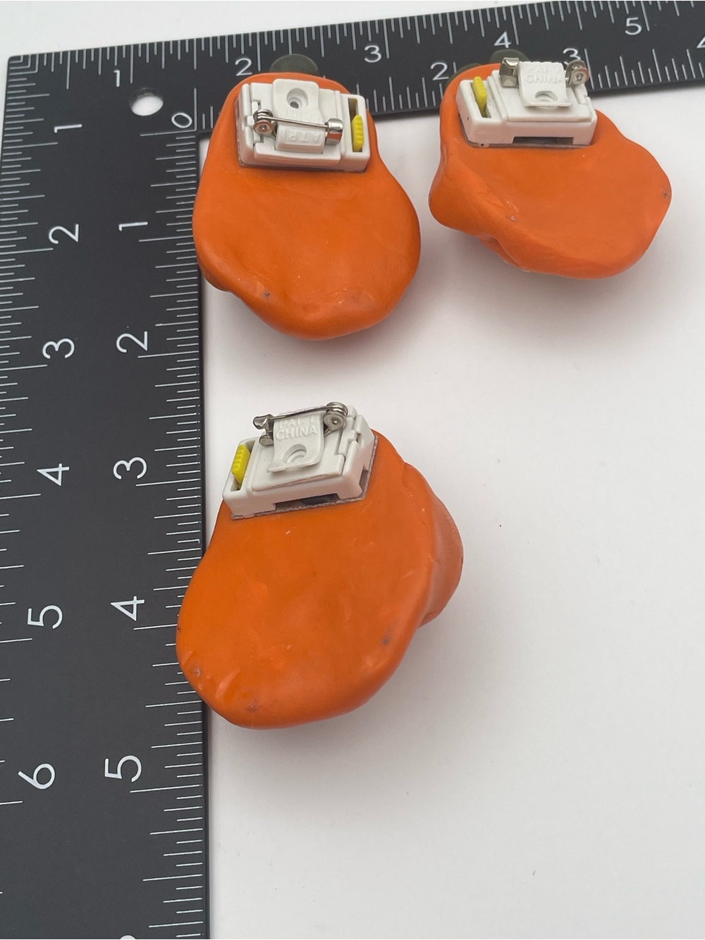 Set of 3 Whimsical Crazy Face Light Up Pumpkin Brooch Pins. Red eyes and Teeth. - Picture 5 of 6